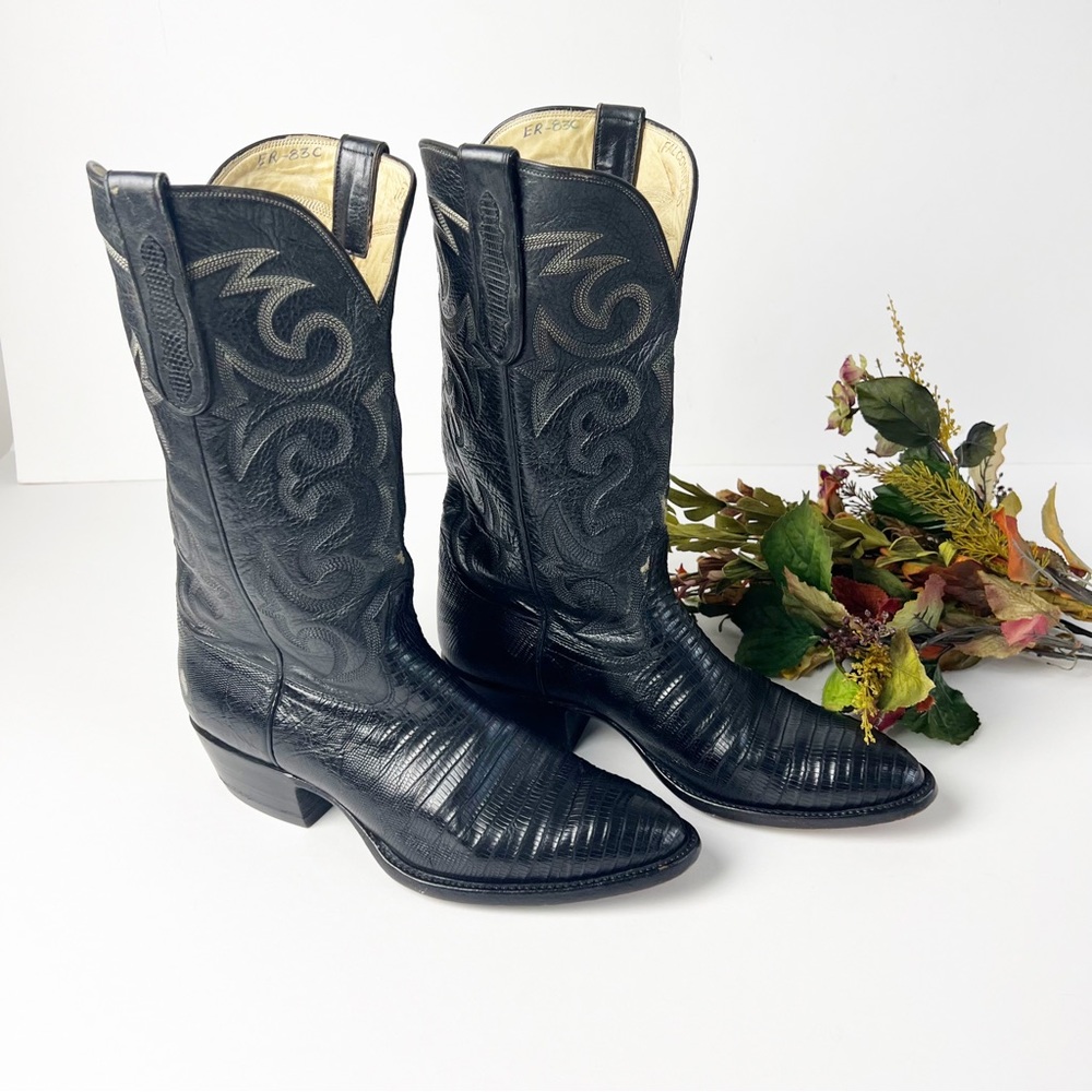 - Custom Hand-tooled Falconhead Embroidered Leather Western Boots